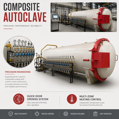 Autoclave Cetak Panas Bersertifikat CE Digunakan dalam Produksi Serat Kaca FRP Peredaran Panas Sederhana Anti korosi Pengeringan Industri