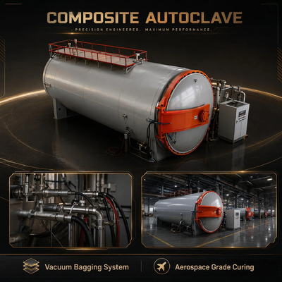 Autoclave Industri Sertifikasi CE Digunakan dalam Pengolahan Serat Karbon Aerospace Precision Temp Vacuum Control Composite Sealing