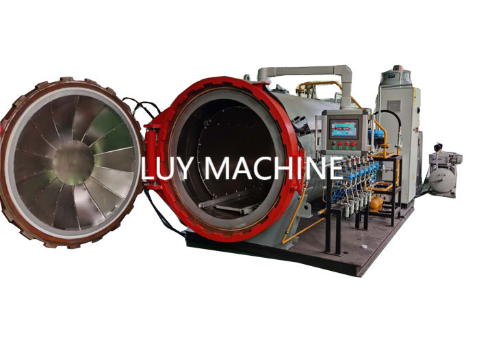 Skala besar 4.5m Autoclave Peralatan Sterilisasi Dalam pengolahan serat karbor Kontrol PLC