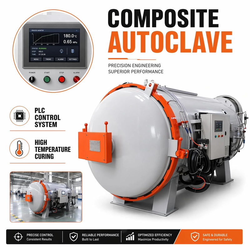 CE ISO bersertifikat stainless steel 2.0x6.0m 170 Tekanan stabil Karet Vulcanizing Autoclave PLC Control untuk Karet Hose Roller